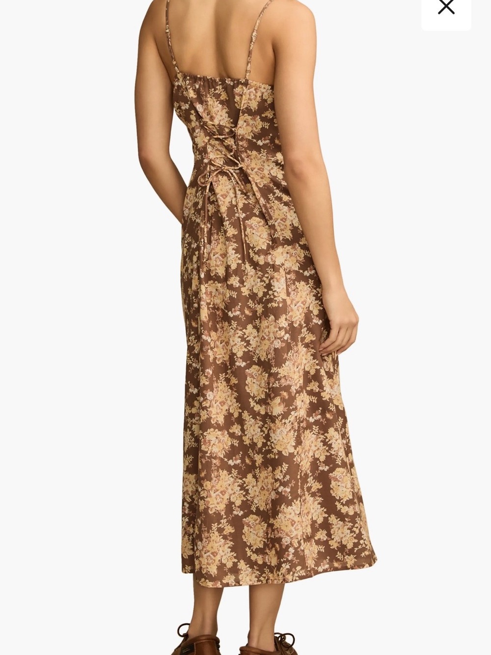 Lucky Brand Brown Floral Maxi Dress with Yellow & Cream Flowers - Picture 10 of 11